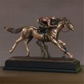 Marian Imports F Jockey On Horse Bronze Plated Resin Sculpture - 16 x 5 x 12 in. 54037